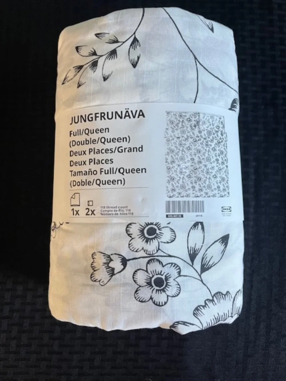 NEW ~IKEA ~ FULL/QUEEEN ~ 100% Cotton ~ JUNGFRUNAVA Duvet Cover + 2 Pillowcases